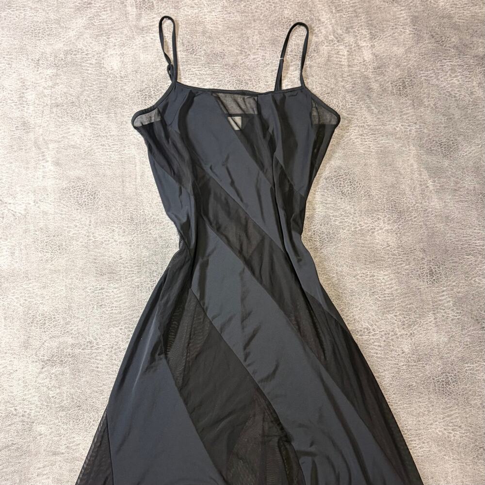 Vintage Fredericks of Hollywood Striped Mesh Maxi Slip Dress